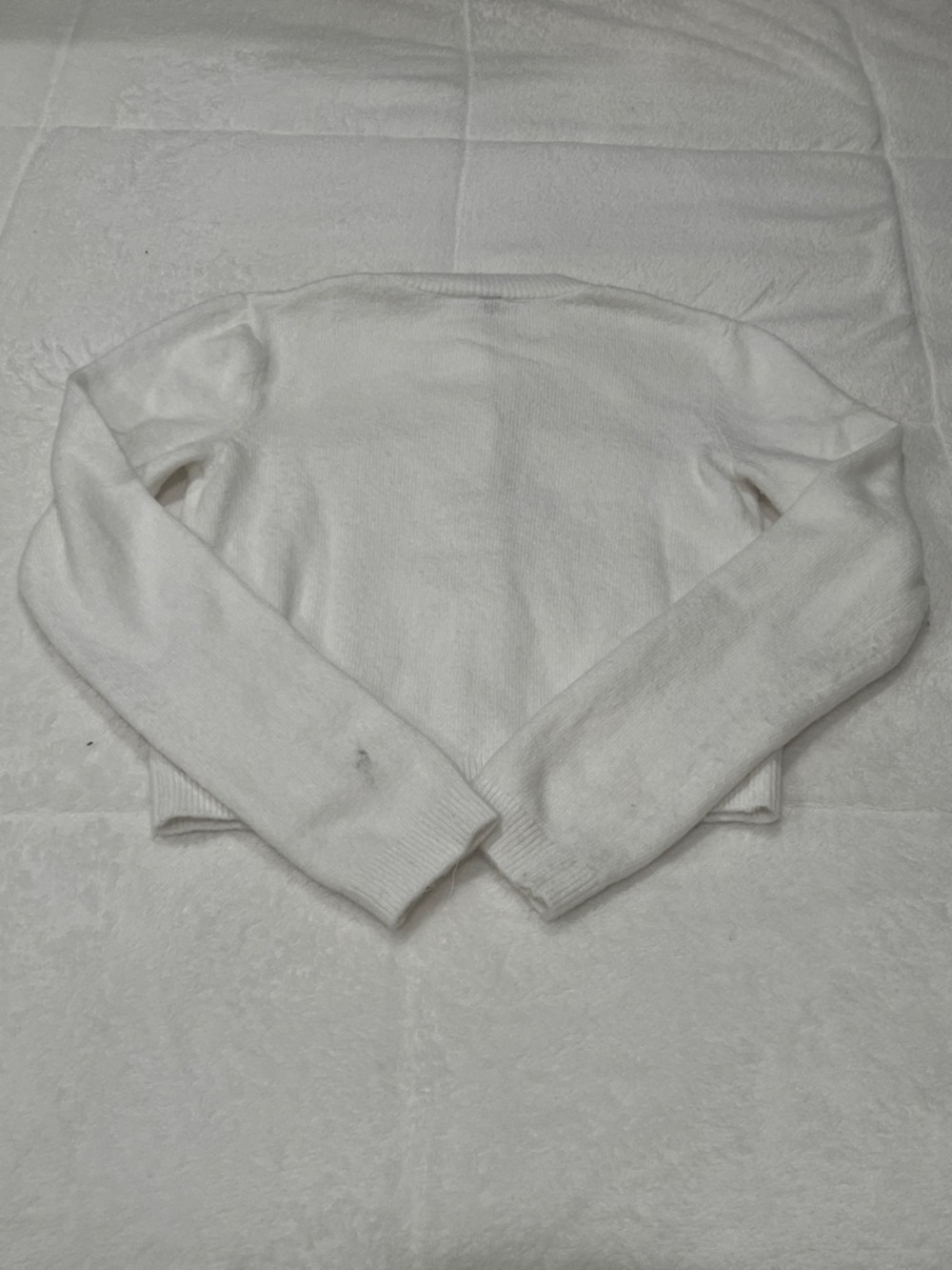 White Ribbed Button-Up Cardigan - Picture 5 of 5